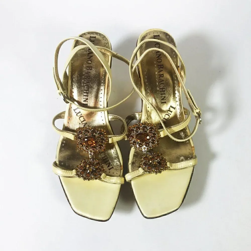 Bejeweled Italian Platform Sandals - 38.5